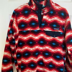 Patagonia Red Black Aztec Fleece Pullover
